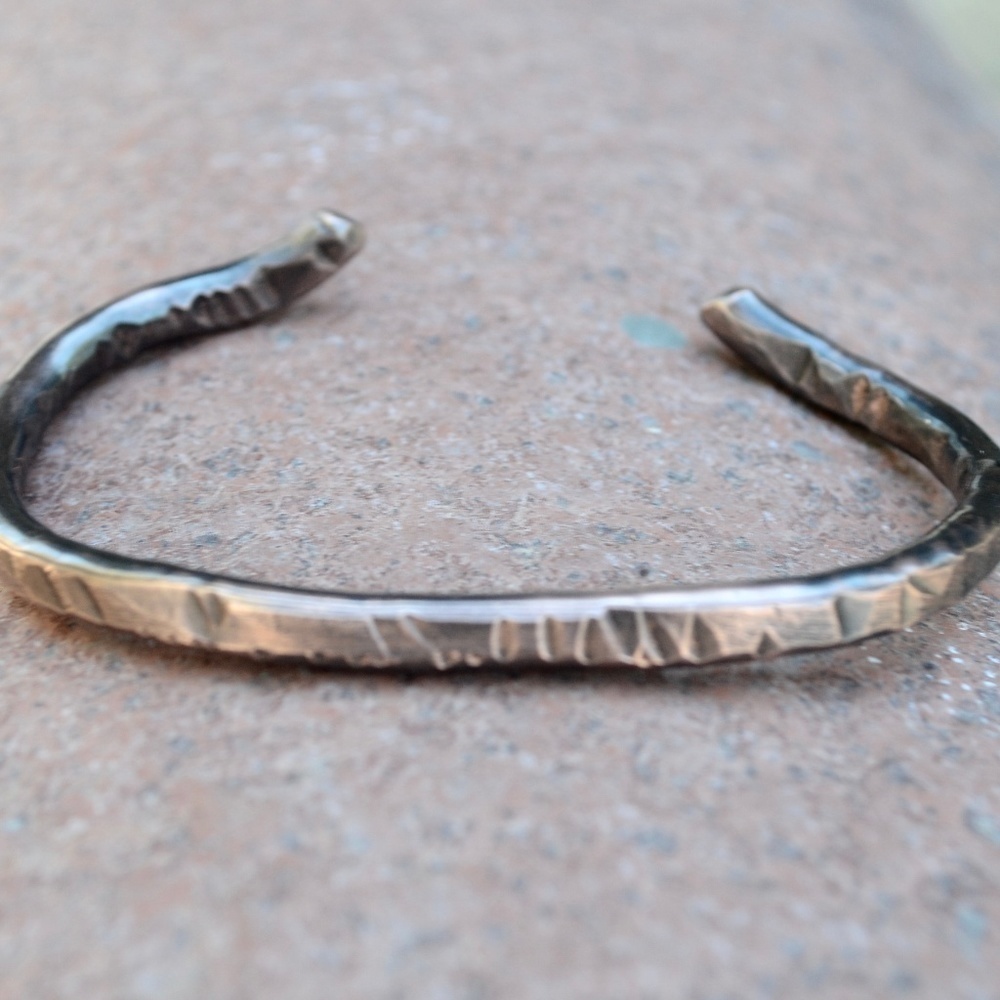 Copper Patina Unisex Slim Cuff Bracelet Arthritis